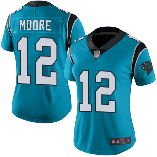 Carolina Panthers Limited Blue Women DJ Moore Jersey NFL Football #12 Rush Vapor Untouchable